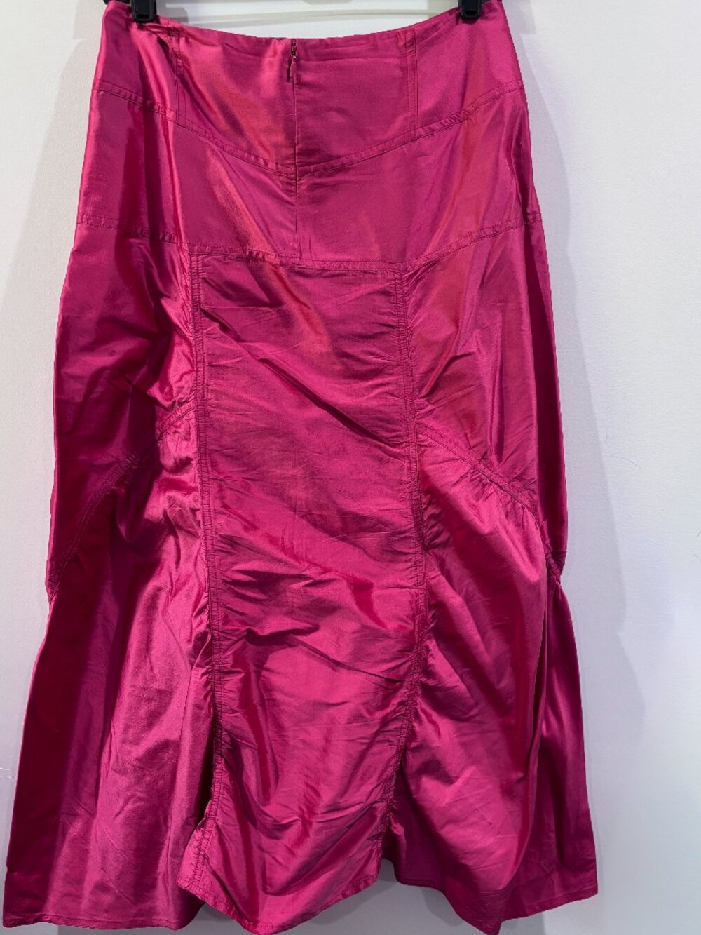Areli Collection Bailey Skirt Geranium Pink Midi Size 6 Ruched High Low Taft